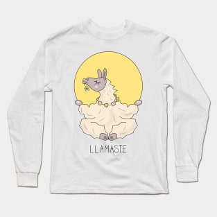 Llamaste illustration - cute llama meditating Long Sleeve T-Shirt